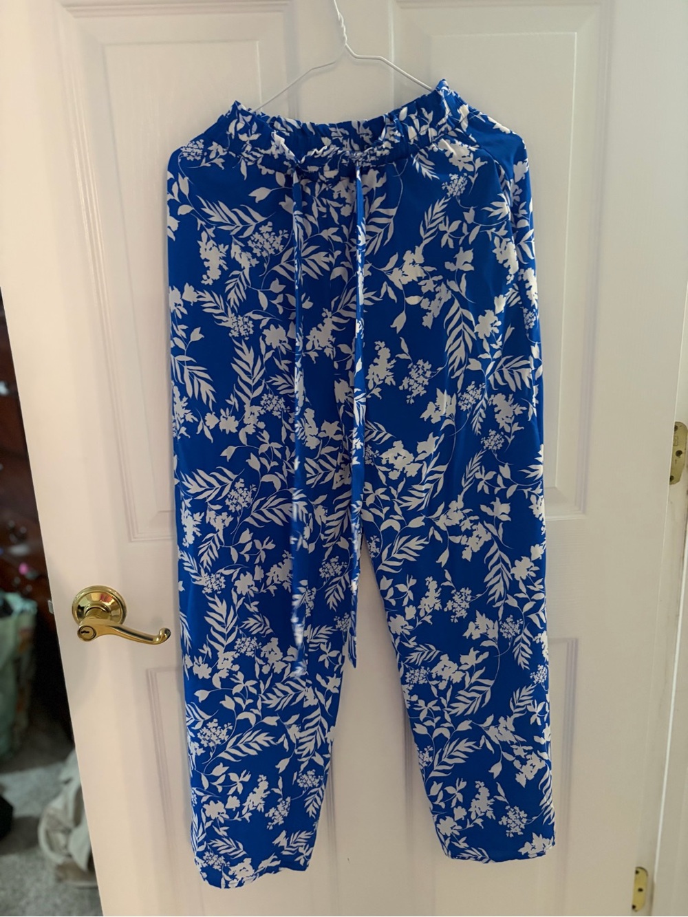 Sienna Sky Royal Blue and White Floral Drawstring Pants